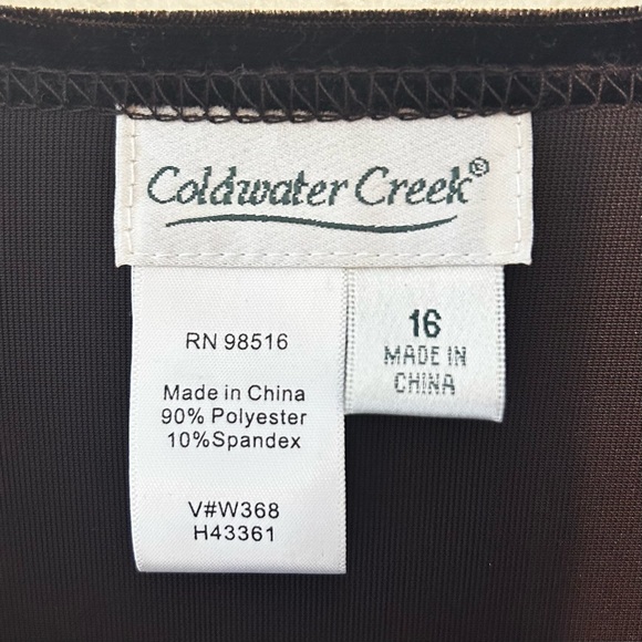 Coldwater Creek Dark Chocolate Brown Velvet Maxi Dress Draped Neckline Size 16 - Picture 7 of 7